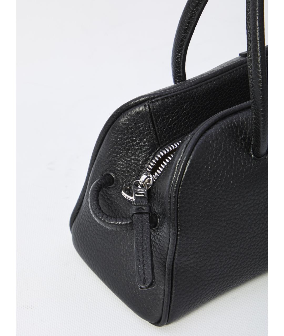 JACQUEMUS Черная кожаная сумка тоут, фото 4