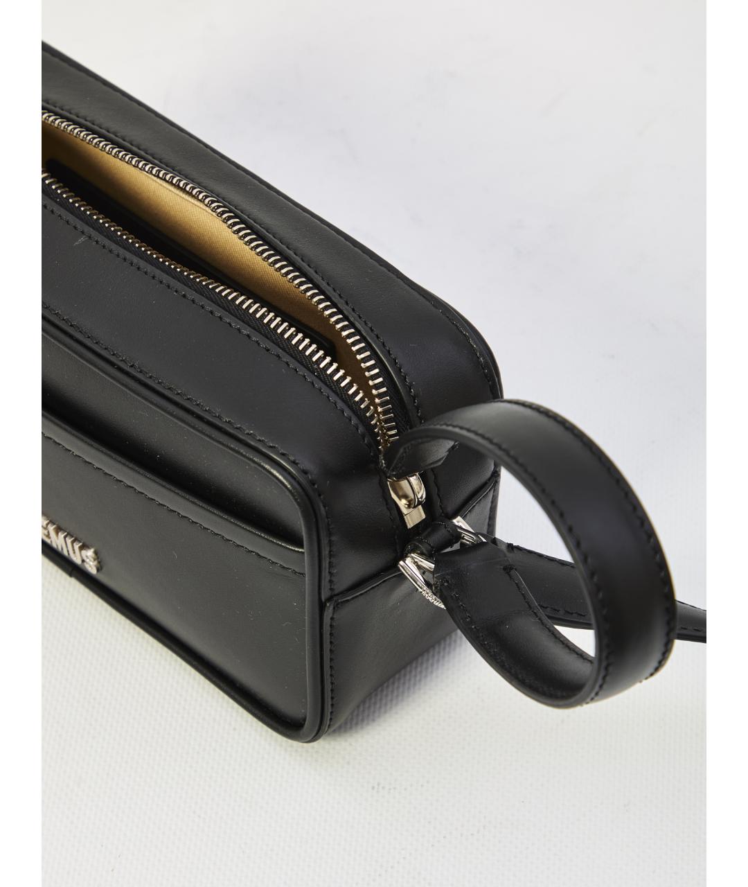 JACQUEMUS Черная кожаная сумка на плечо, фото 4