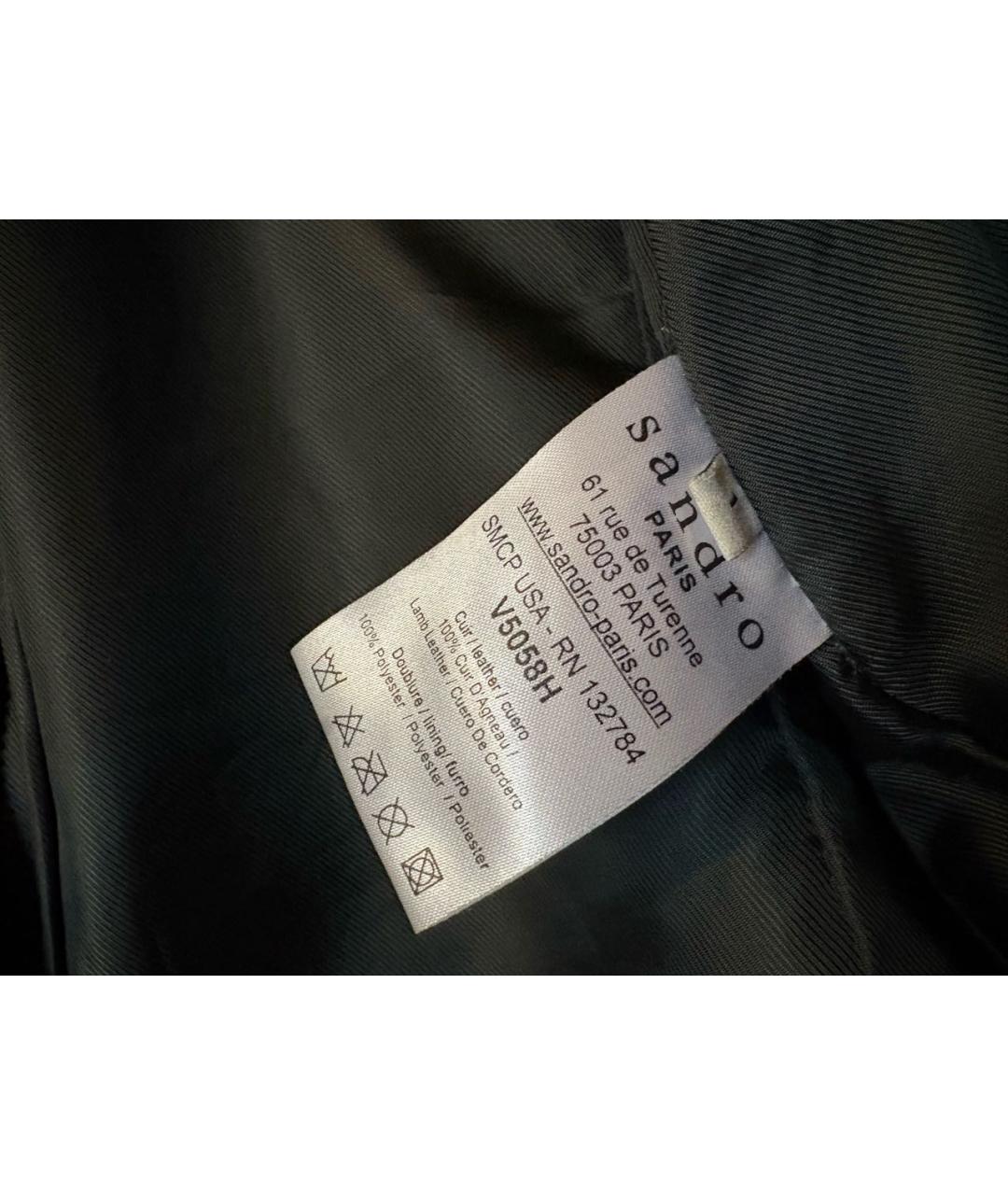 SANDRO Черная кожаная куртка, фото 4