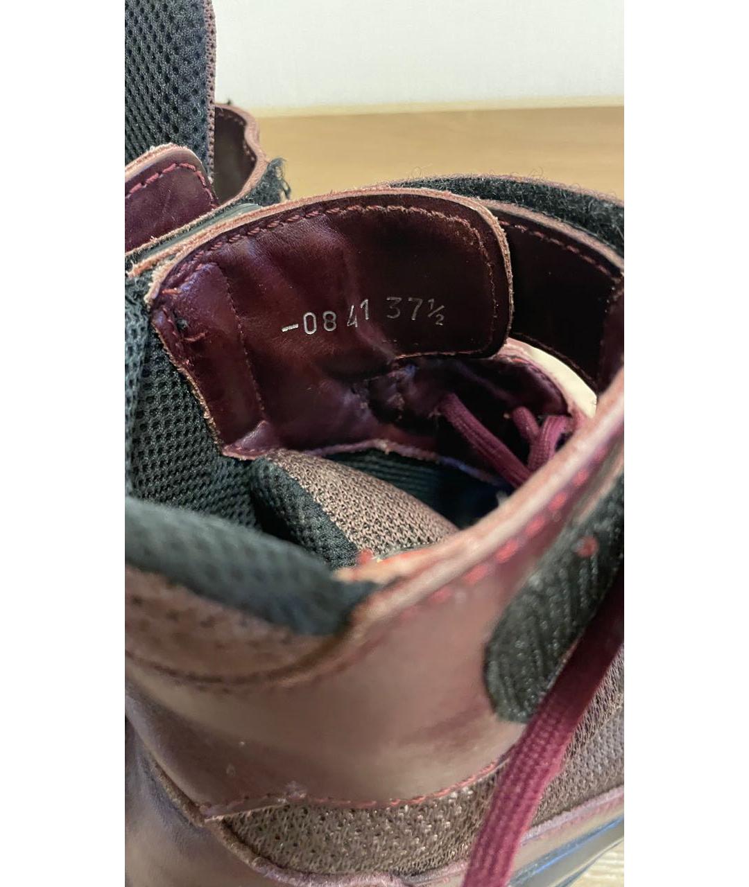 PRADA Бордовые кожаные ботинки, фото 7