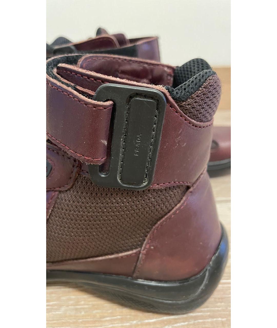 PRADA Бордовые кожаные ботинки, фото 8