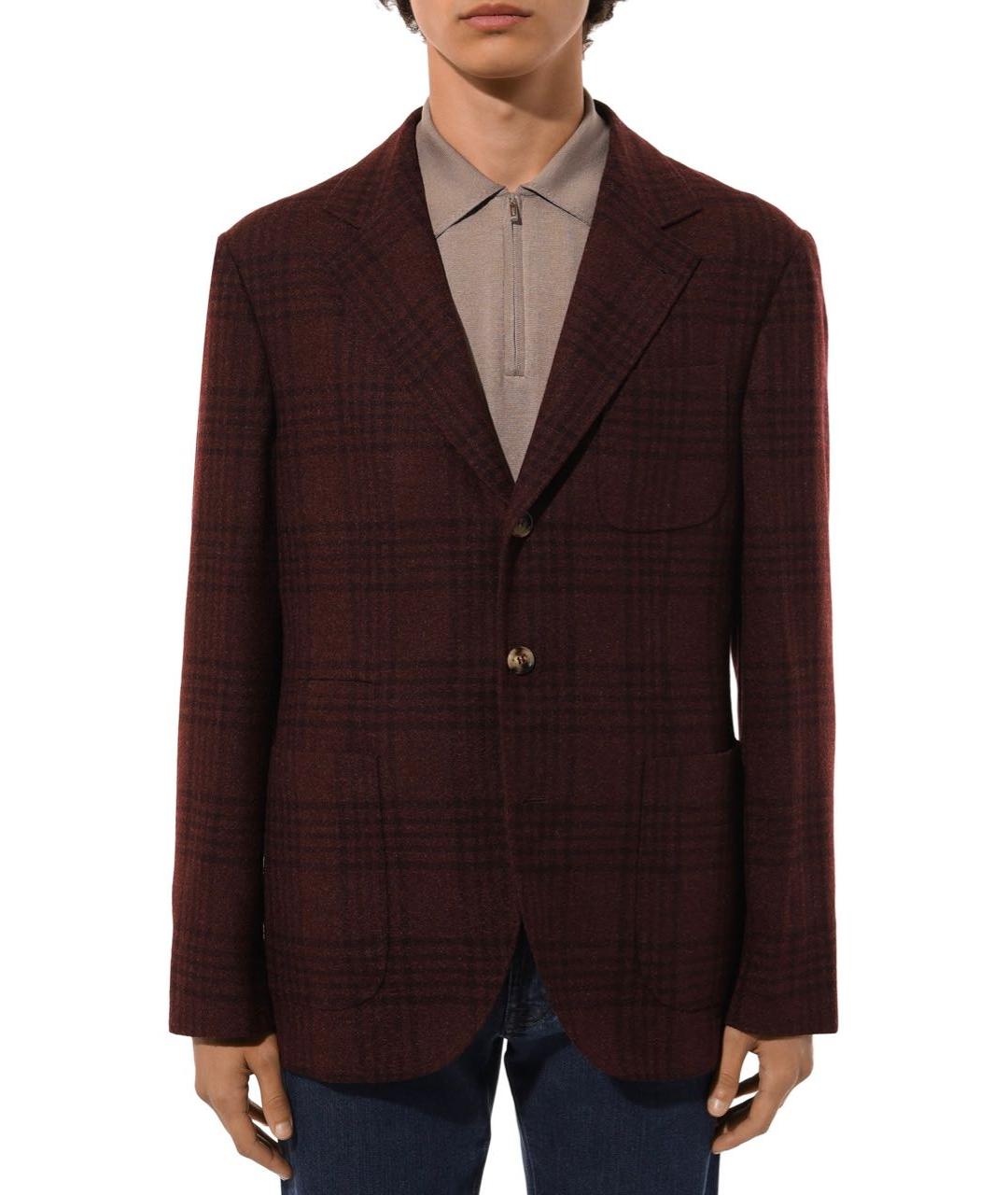 BRUNELLO CUCINELLI Бордовый шерстяной пиджак, фото 8