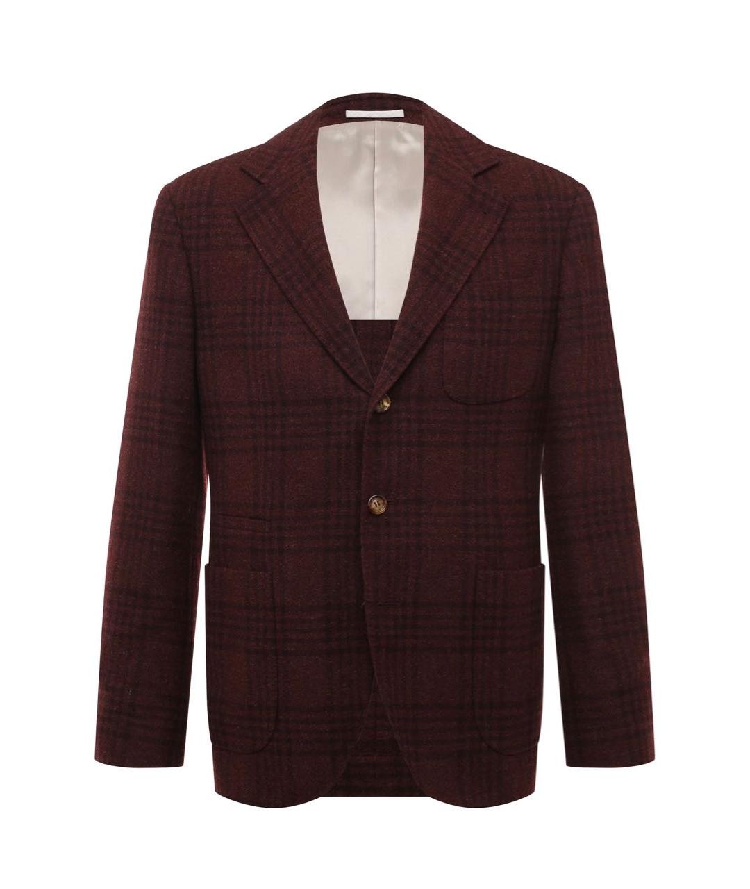 BRUNELLO CUCINELLI Бордовый шерстяной пиджак, фото 1