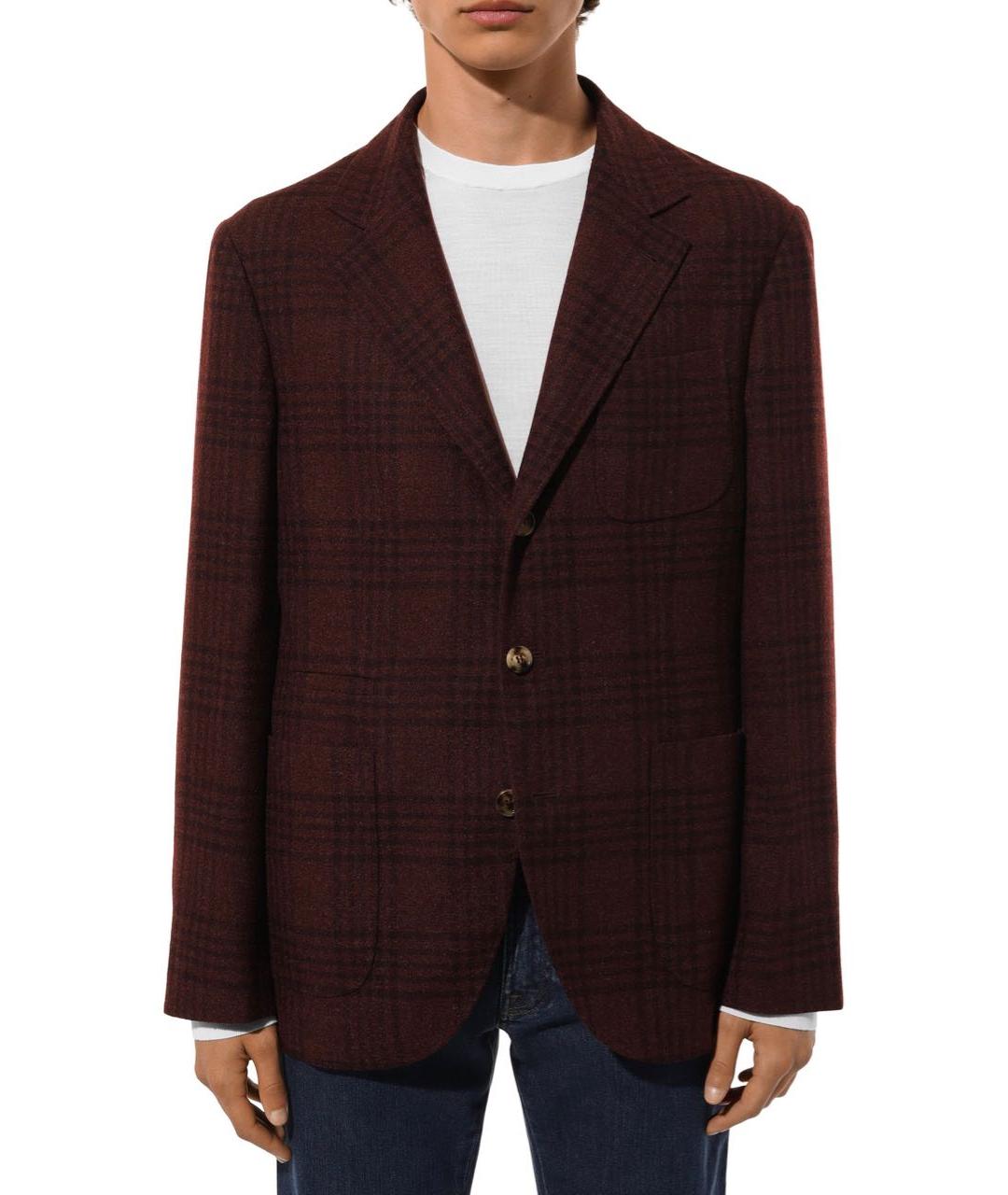 BRUNELLO CUCINELLI Бордовый шерстяной пиджак, фото 4