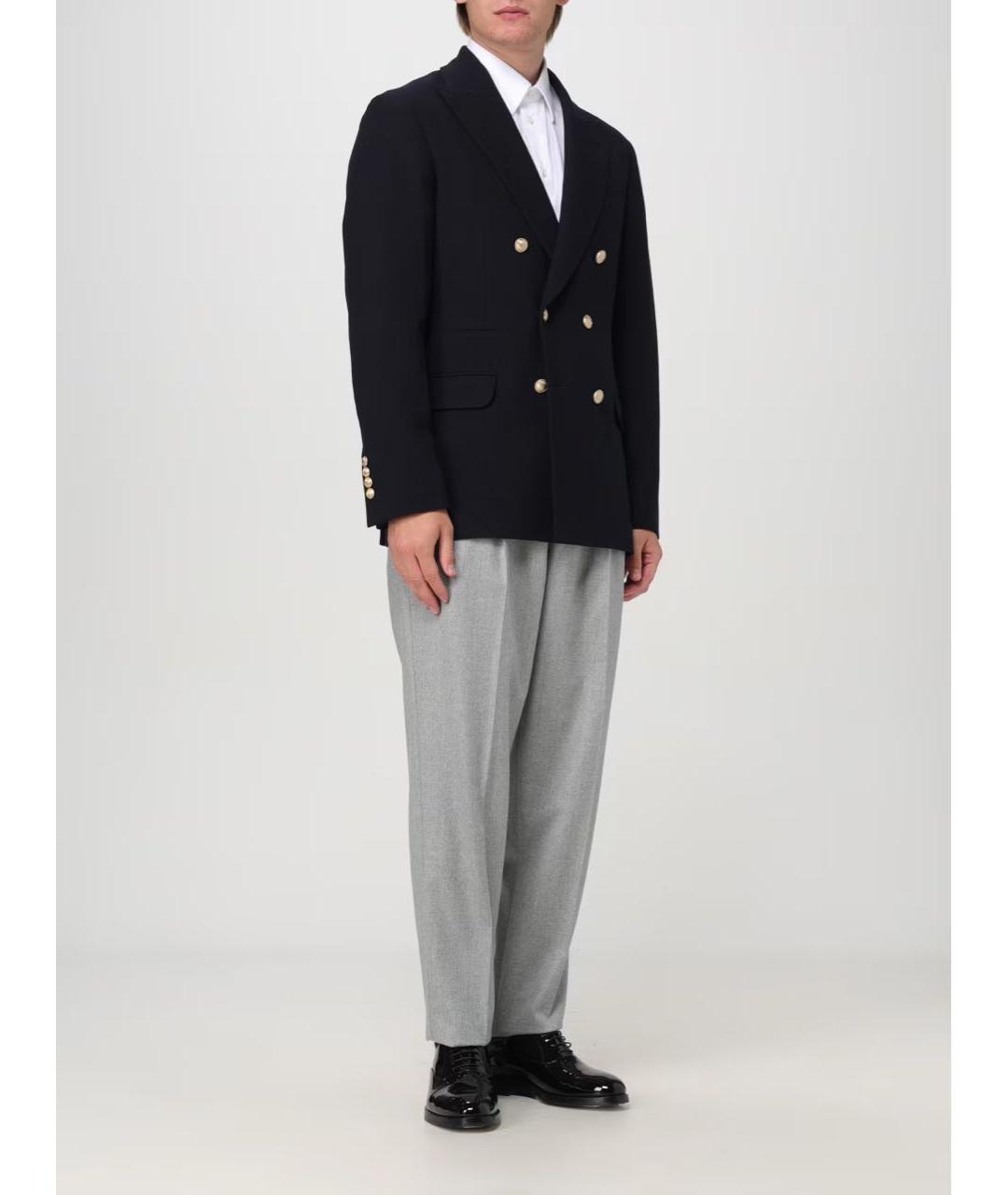 BRUNELLO CUCINELLI Темно-синий шерстяной пиджак, фото 3