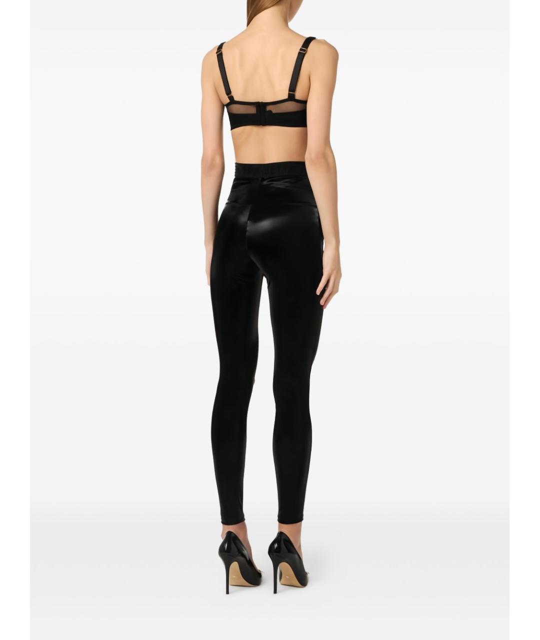 ELISABETTA FRANCHI Черные полиэстеровые прямые брюки, фото 5