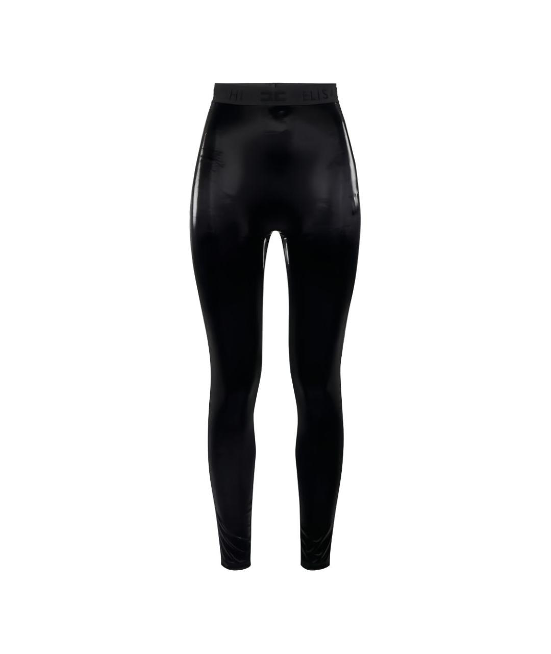 ELISABETTA FRANCHI Черные полиэстеровые прямые брюки, фото 1