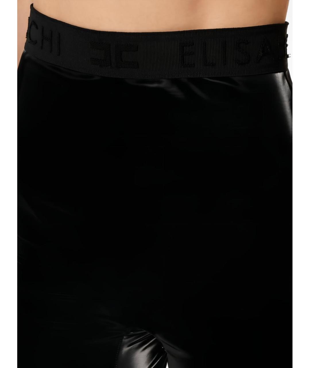 ELISABETTA FRANCHI Черные полиэстеровые прямые брюки, фото 3