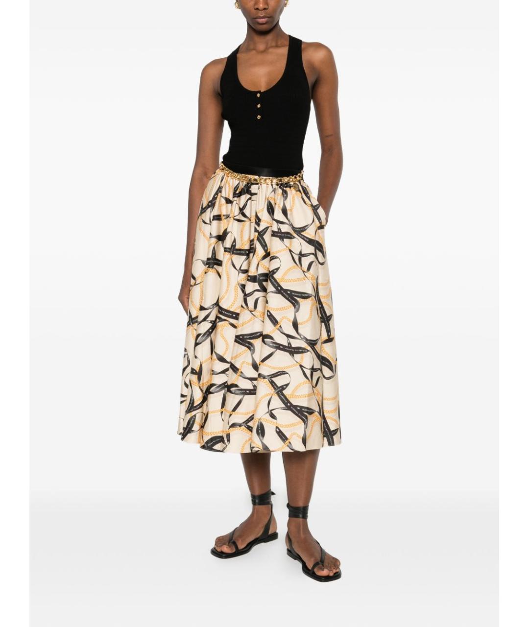 ELISABETTA FRANCHI Бежевая юбка миди, фото 2