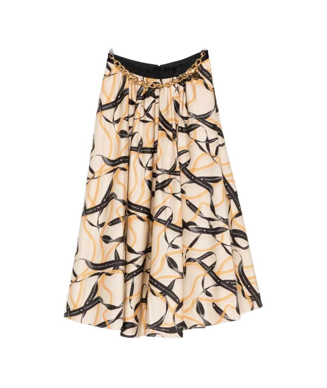 ELISABETTA FRANCHI Бежевая юбка миди, фото 1