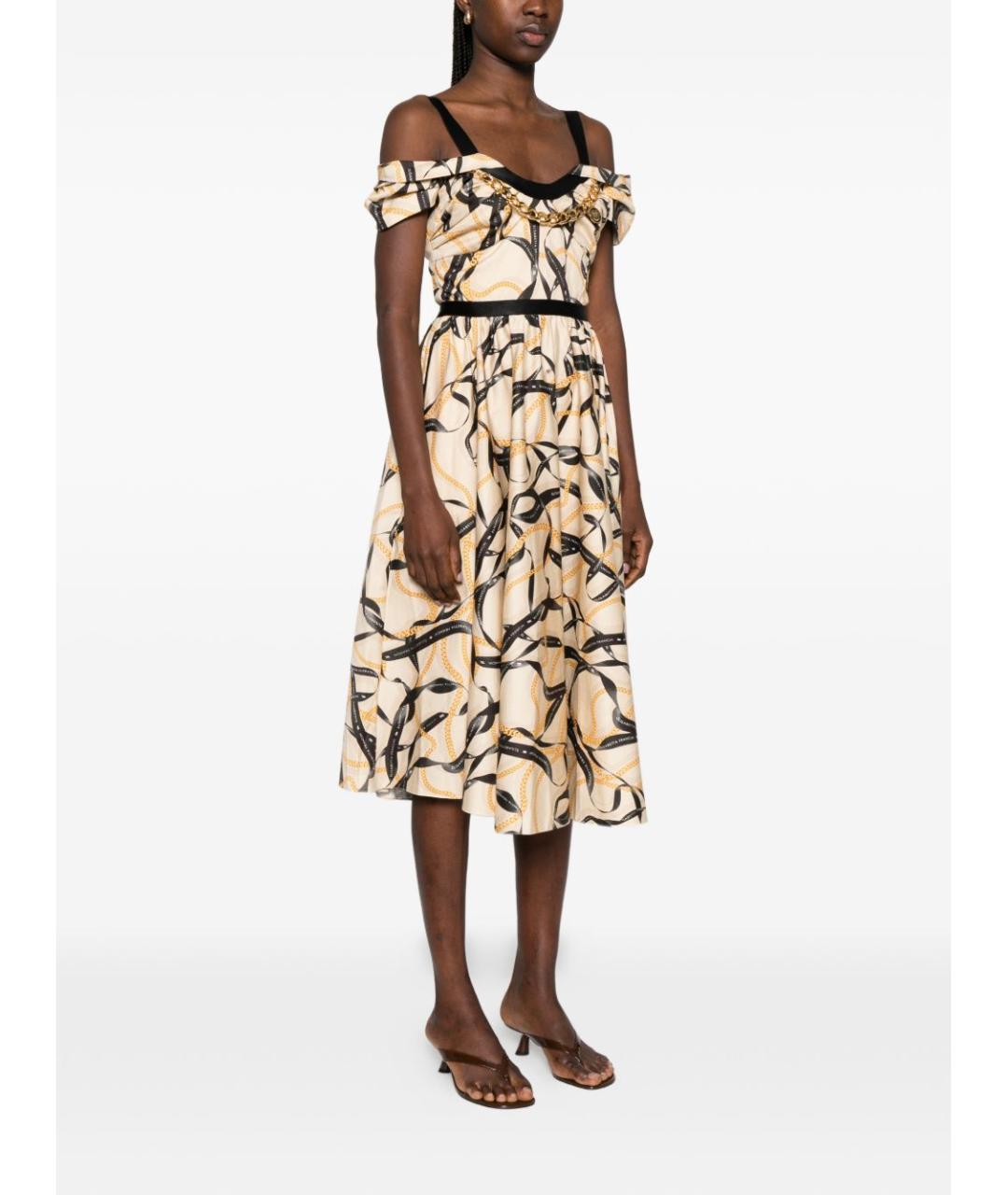 ELISABETTA FRANCHI Мульти хлопковое платье, фото 5