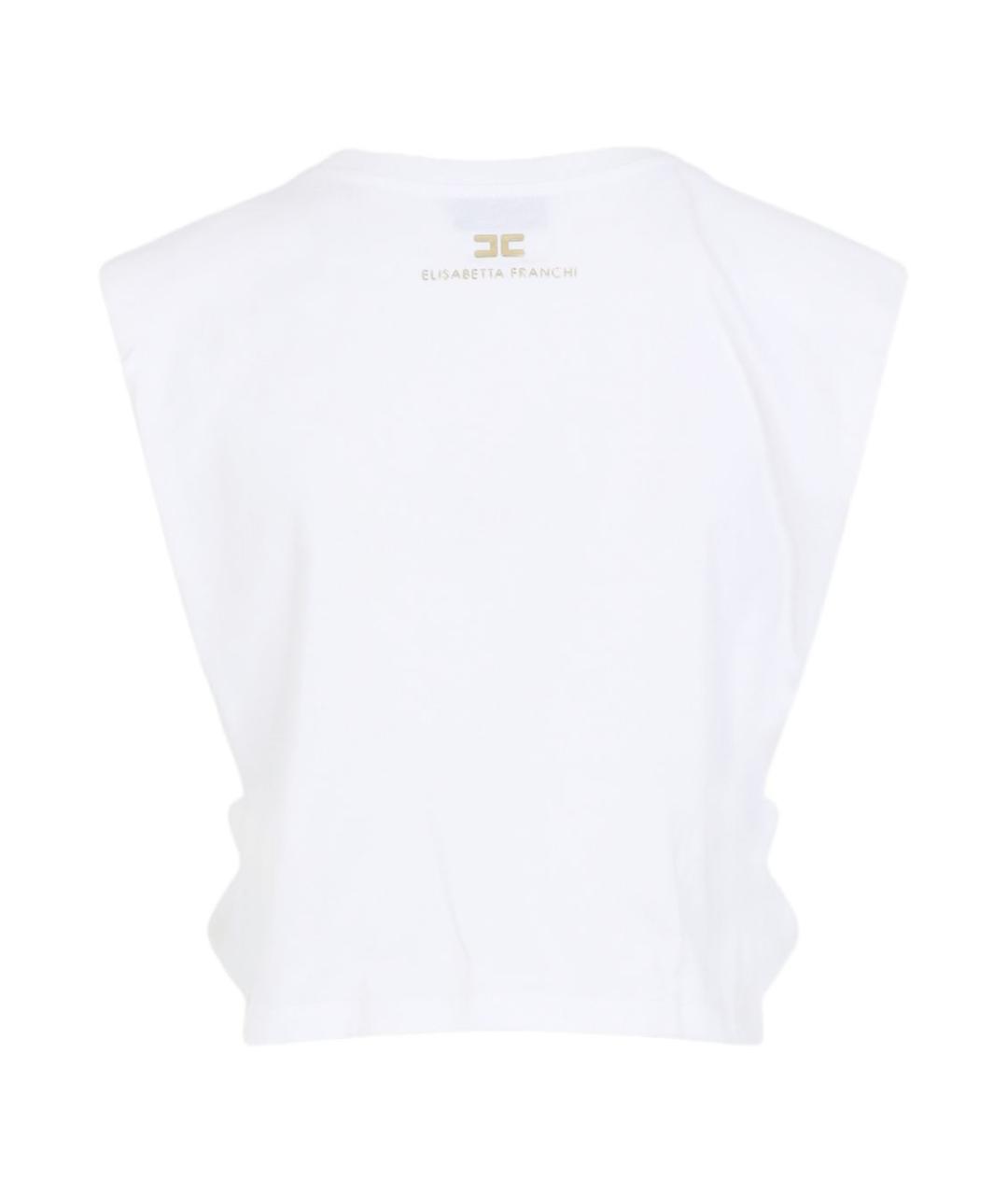 ELISABETTA FRANCHI Белая хлопковая футболка, фото 2