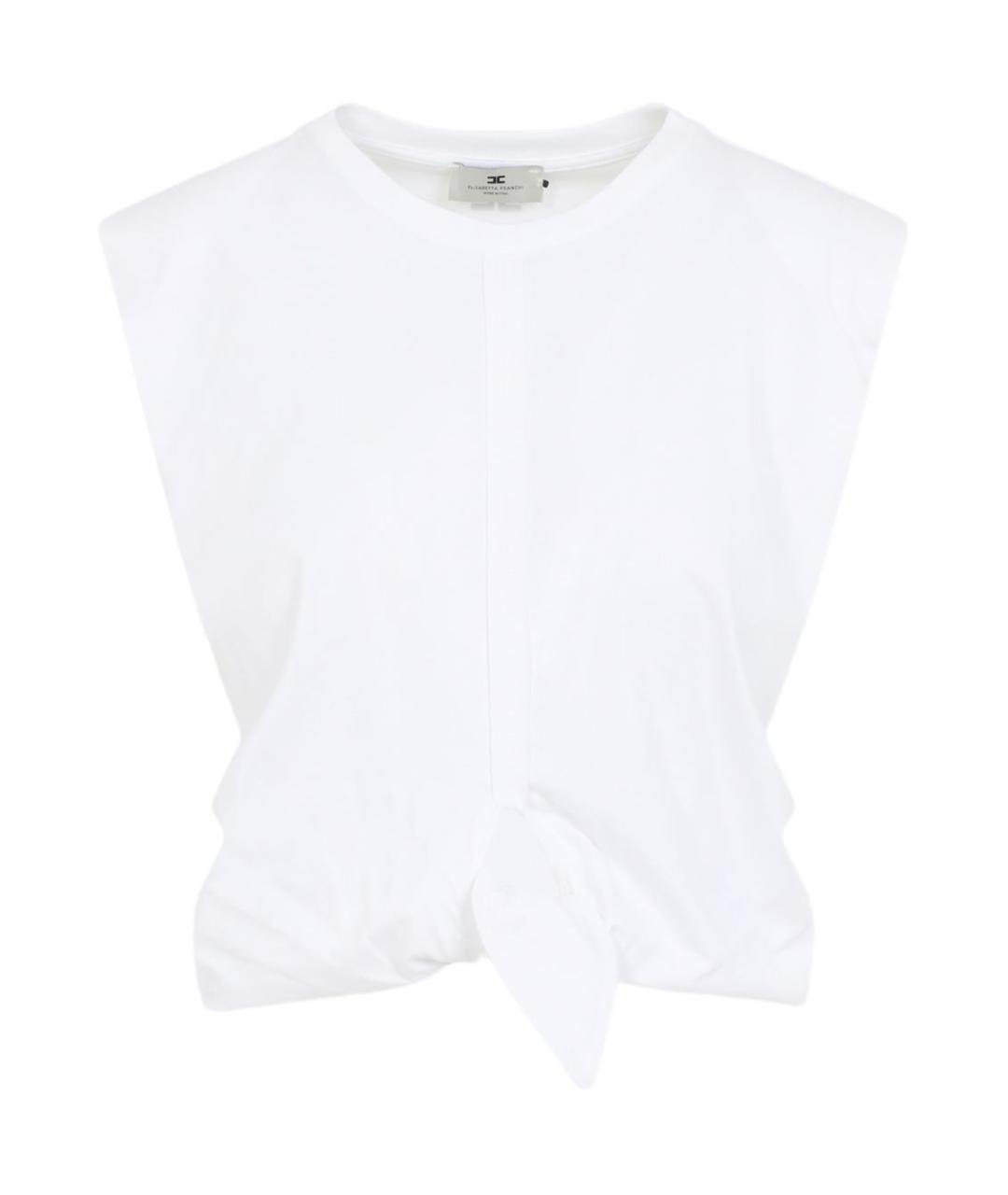 ELISABETTA FRANCHI Белая хлопковая футболка, фото 1