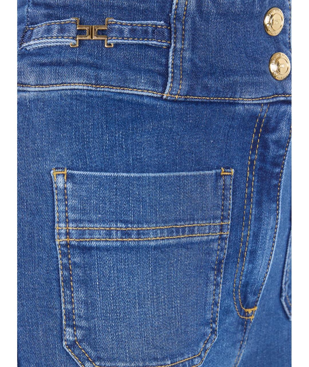 ELISABETTA FRANCHI Синие хлопковые джинсы клеш, фото 2