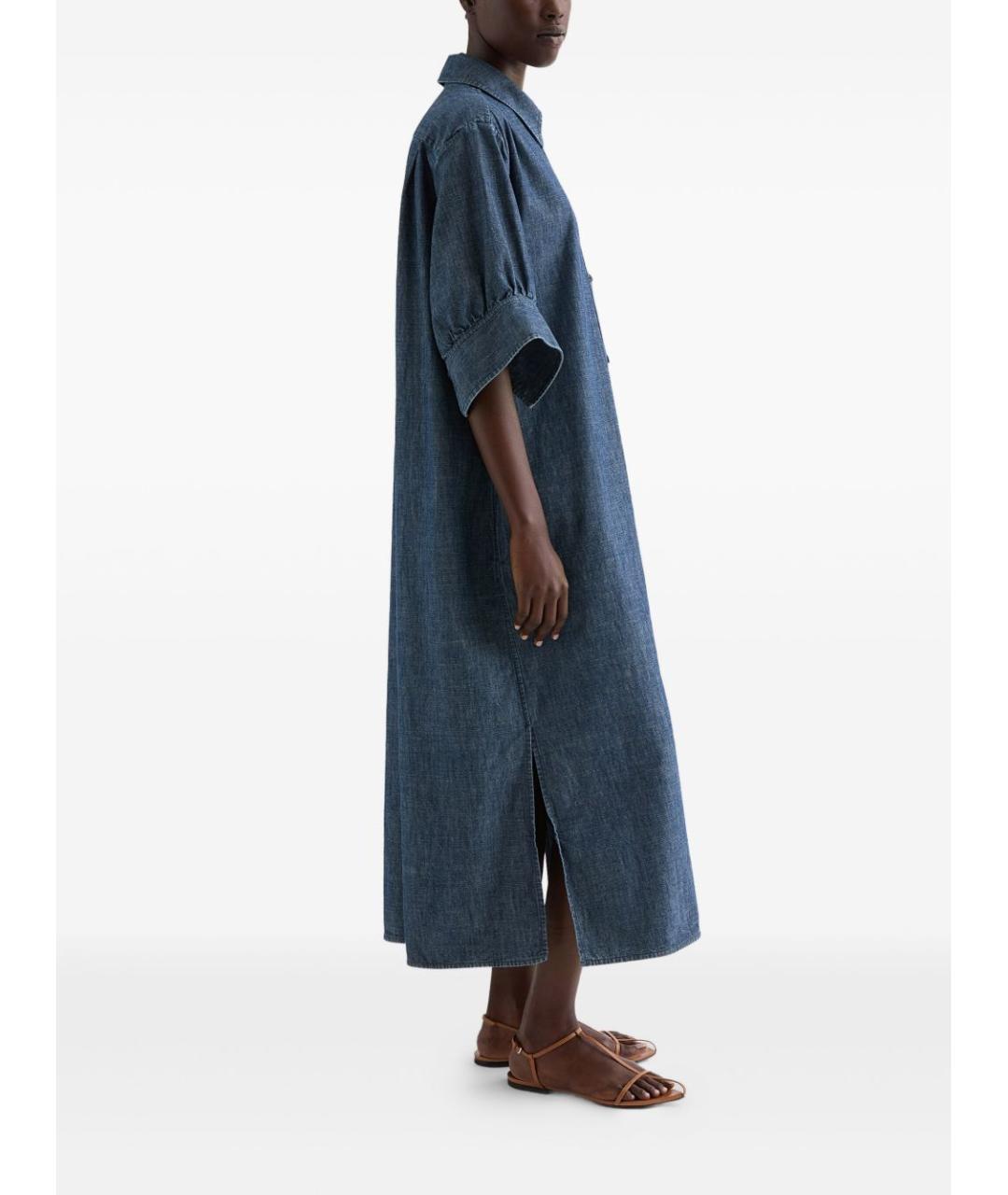 JIL SANDER Синее хлопковое повседневное платье, фото 2