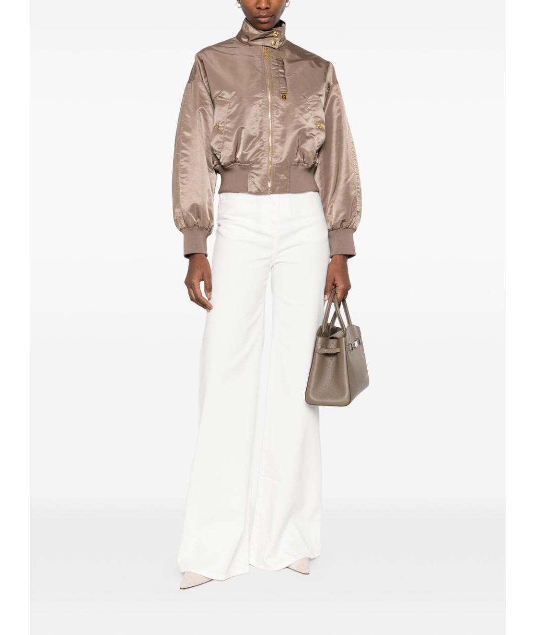 ELISABETTA FRANCHI Бежевая полиамидовая куртка, фото 3