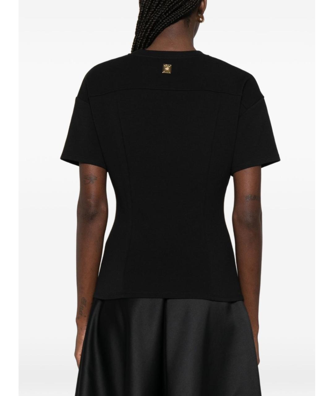 ELISABETTA FRANCHI Черная хлопковая футболка, фото 4