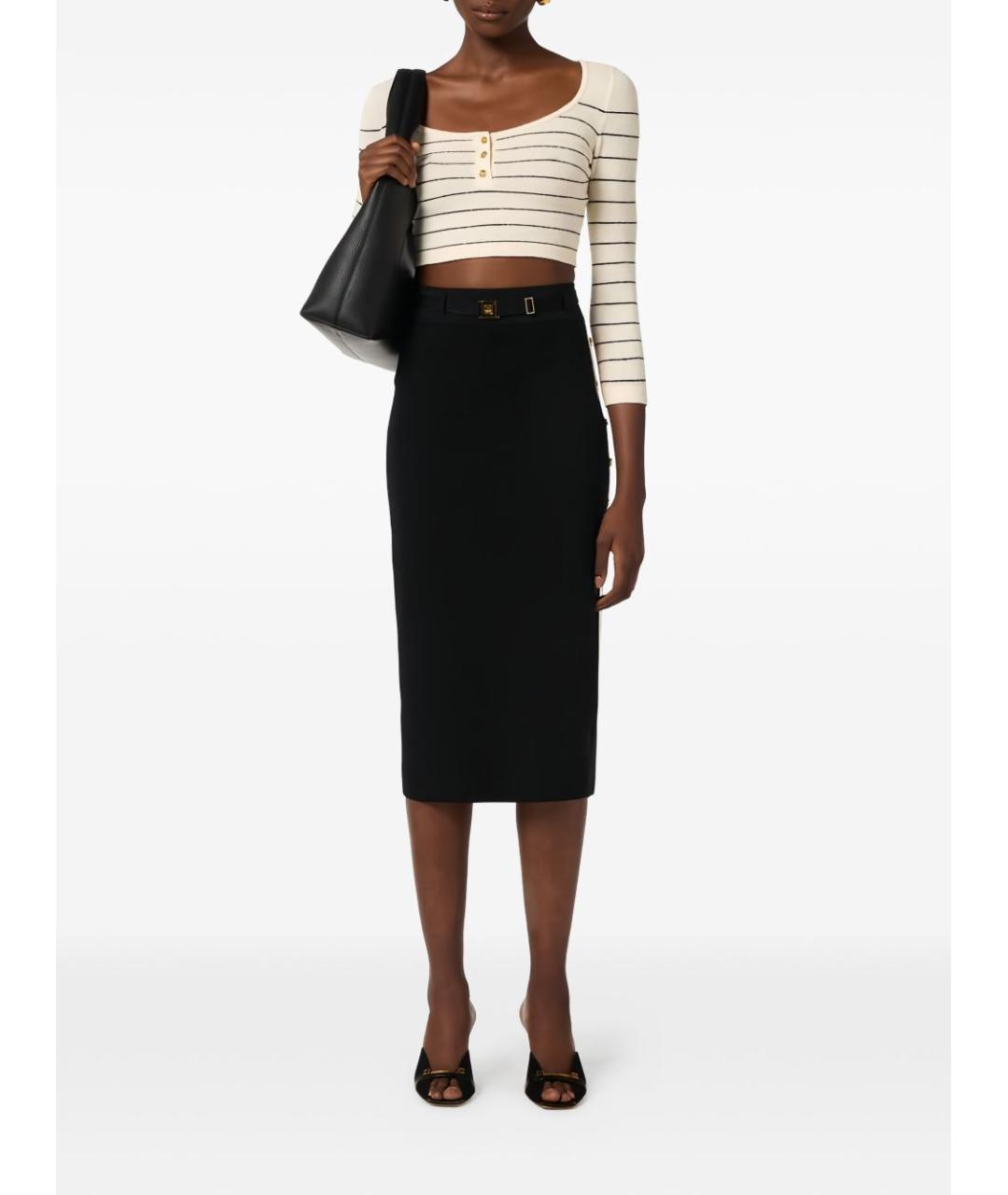 ELISABETTA FRANCHI Черная полиамидовая юбка миди, фото 5