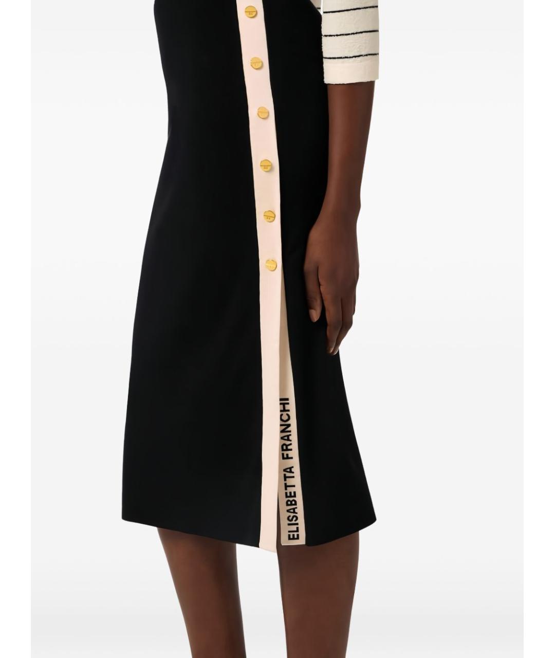 ELISABETTA FRANCHI Черная полиамидовая юбка миди, фото 2