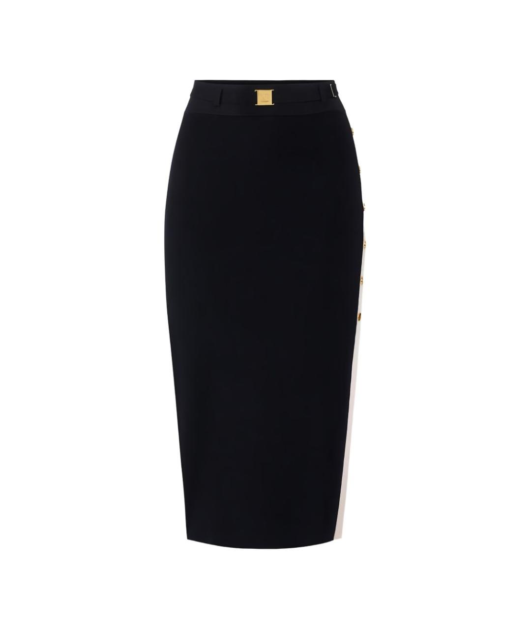 ELISABETTA FRANCHI Черная полиамидовая юбка миди, фото 1