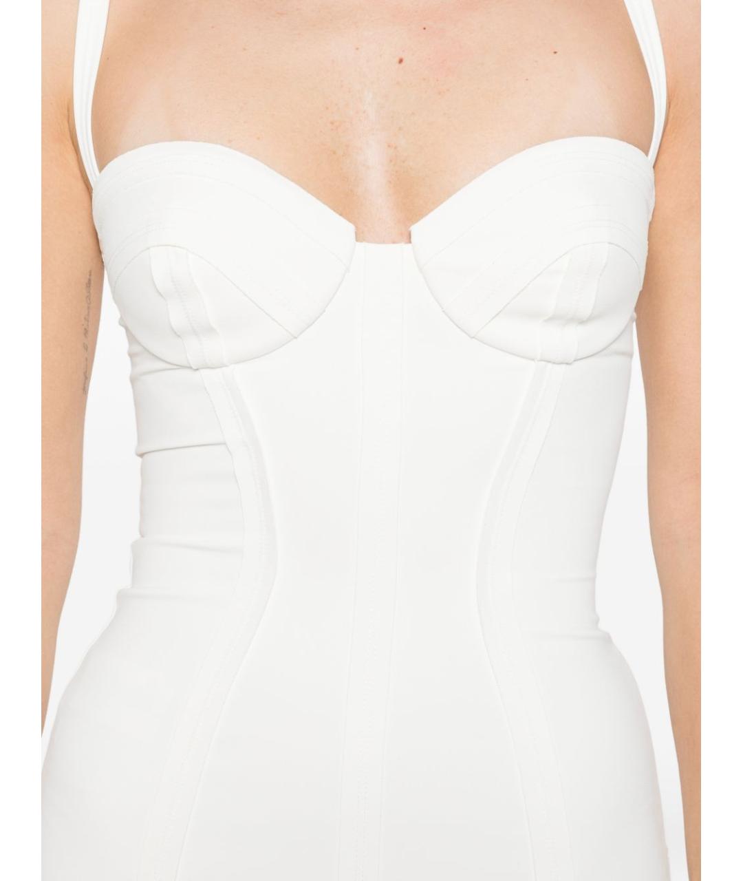 ELISABETTA FRANCHI Белое полиэстеровое коктейльное платье, фото 3