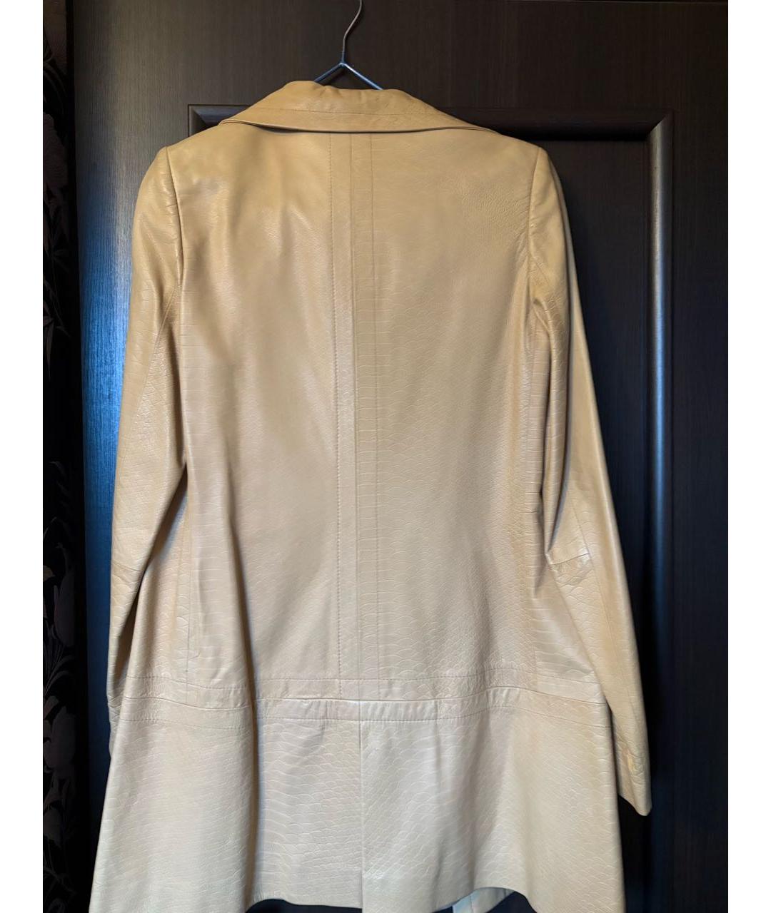 POLLINI Бежевый кожаный тренч/плащ, фото 2