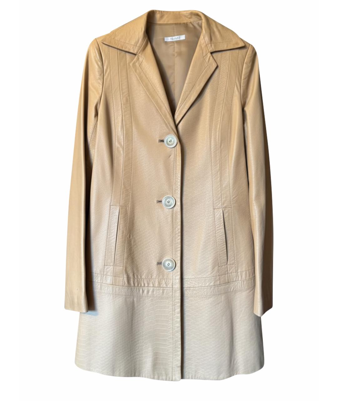 POLLINI Бежевый кожаный тренч/плащ, фото 1