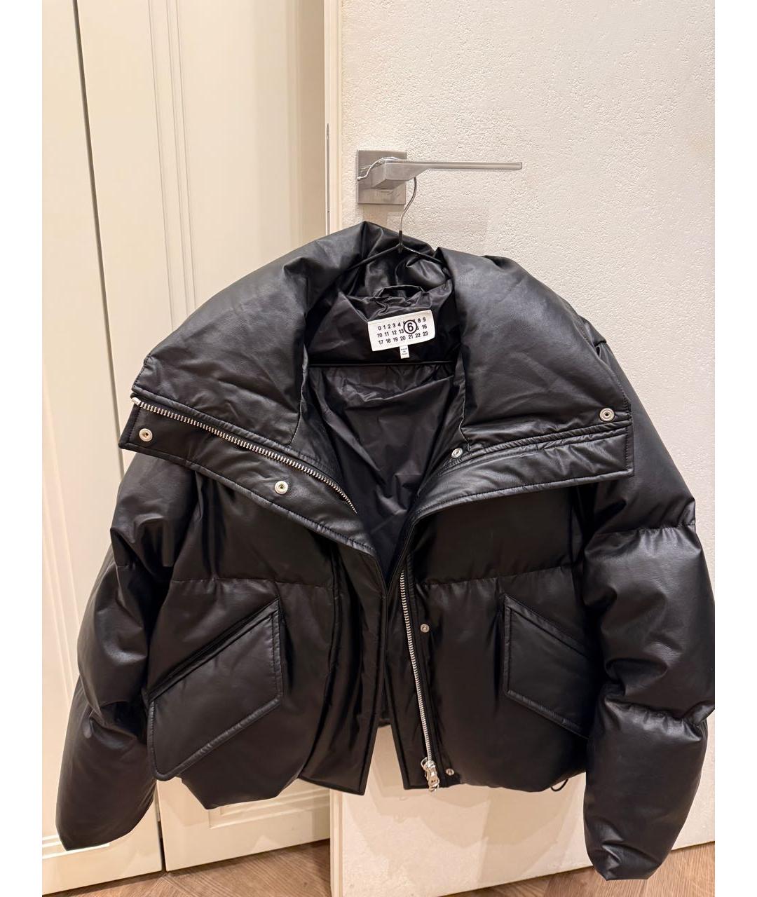 MAISON MARGIELA Черный кожаный пуховик, фото 2