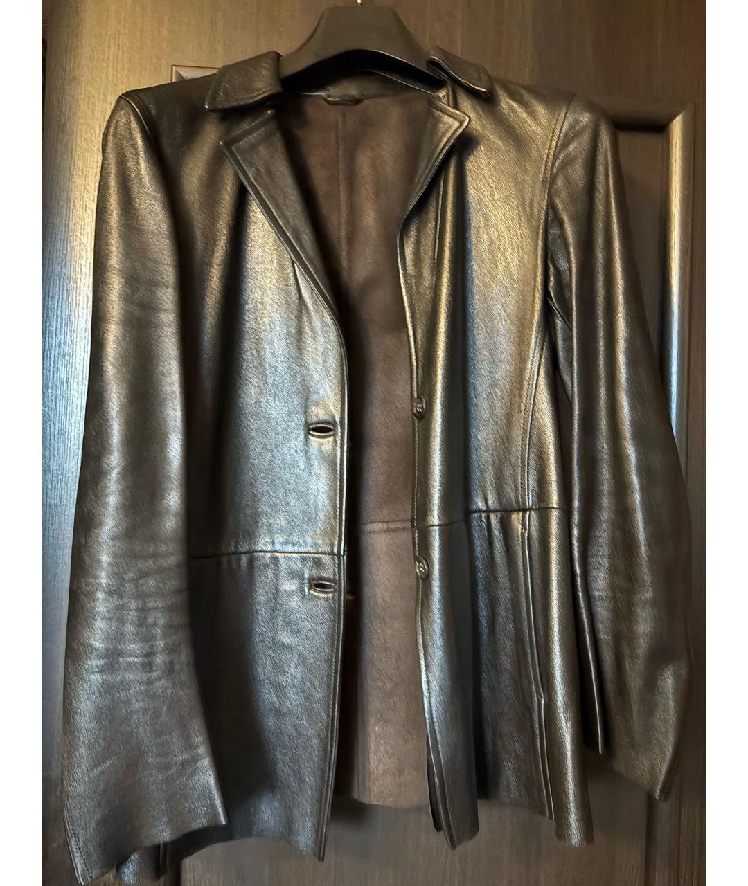 CERRUTI 1881 Черный кожаный жакет/пиджак, фото 5