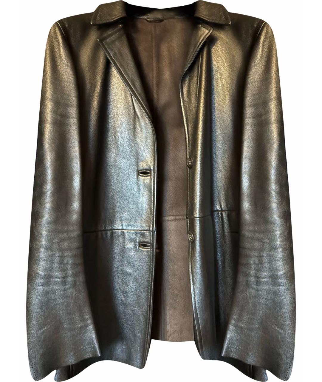 CERRUTI 1881 Черный кожаный жакет/пиджак, фото 1