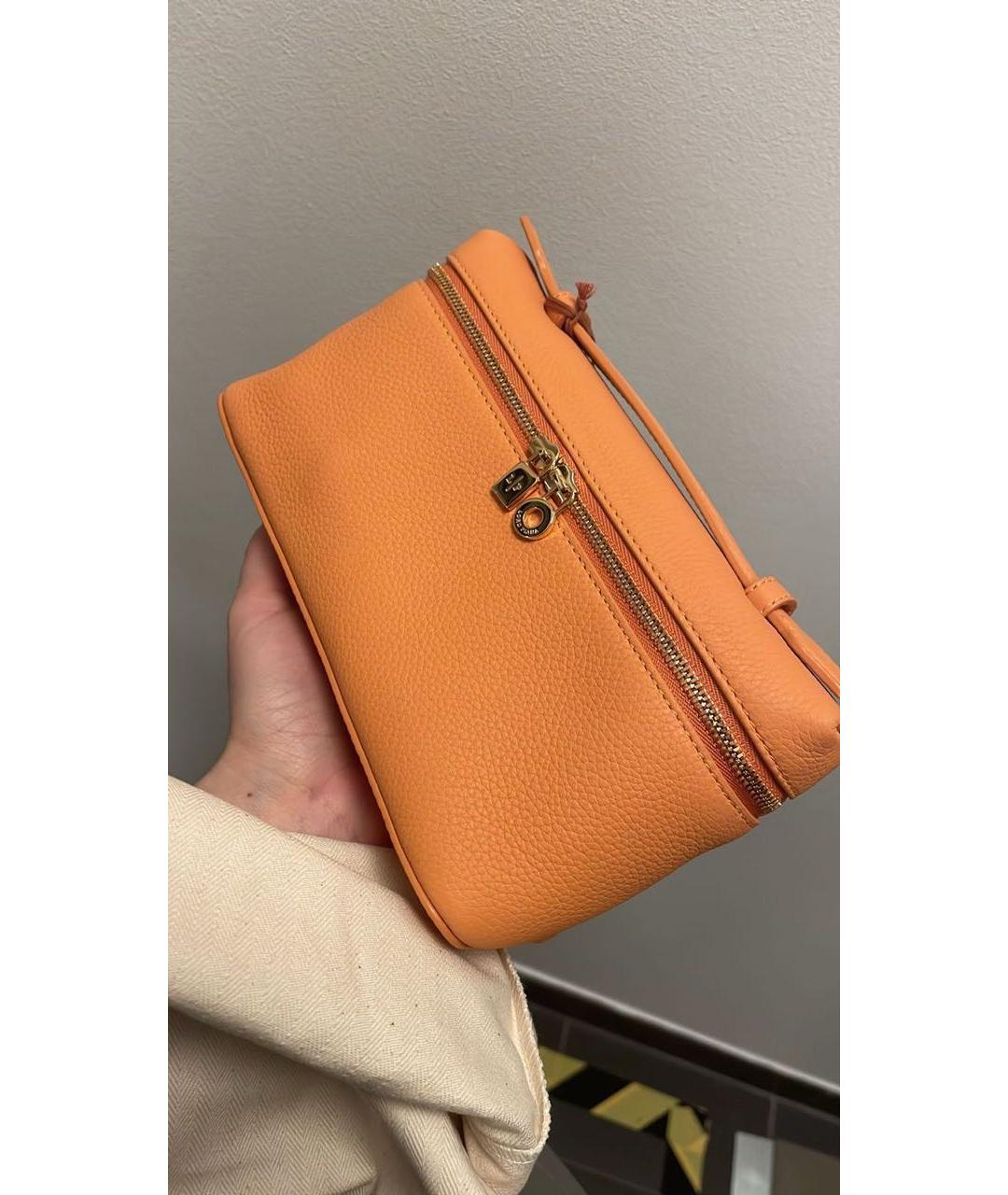 LORO PIANA Оранжевая кожаная сумка с короткими ручками, фото 2