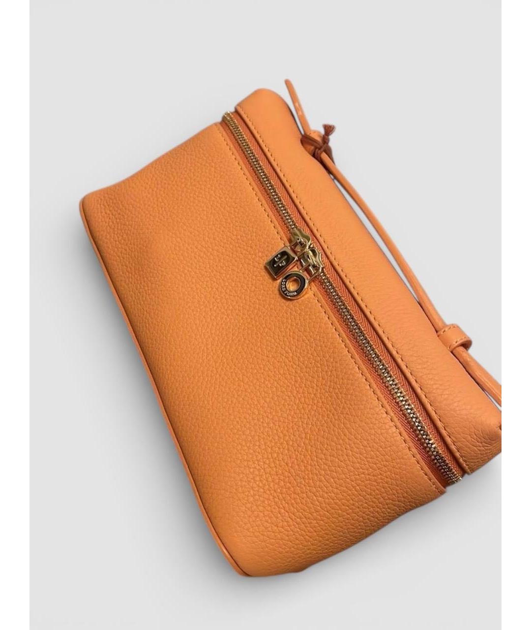 LORO PIANA Оранжевая кожаная сумка с короткими ручками, фото 3