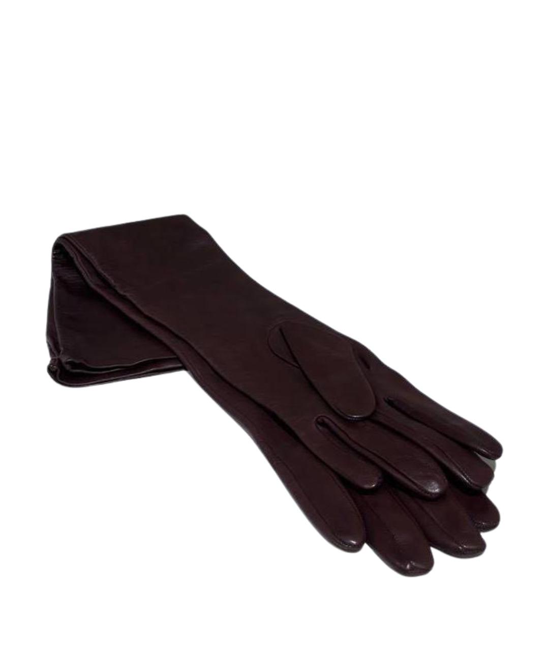 ETRO Бордовые кожаные перчатки, фото 1