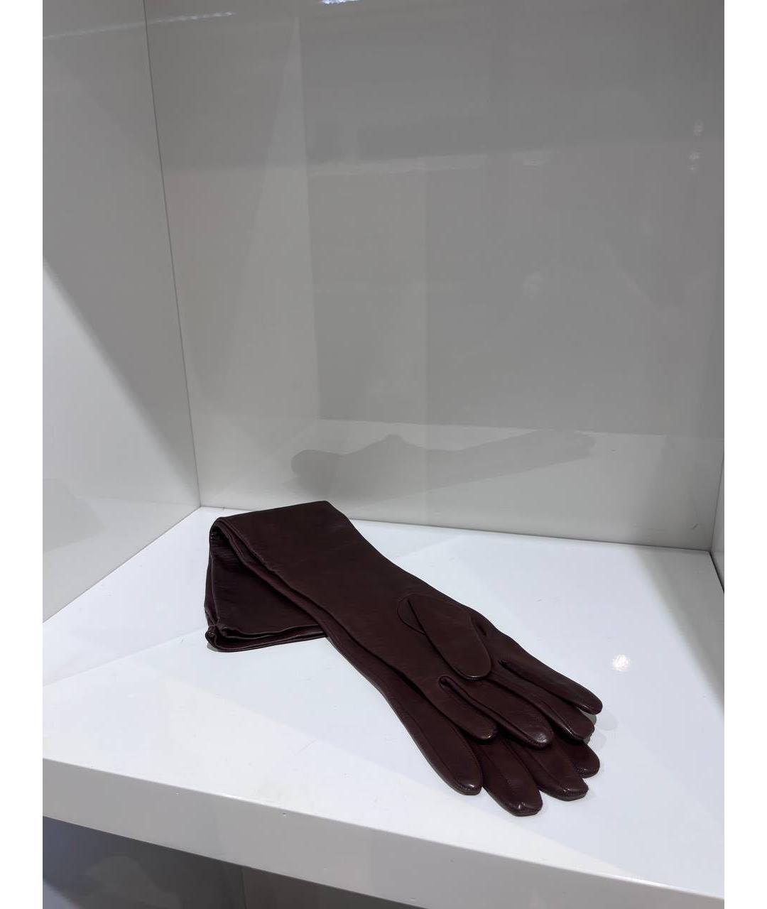 ETRO Бордовые кожаные перчатки, фото 3
