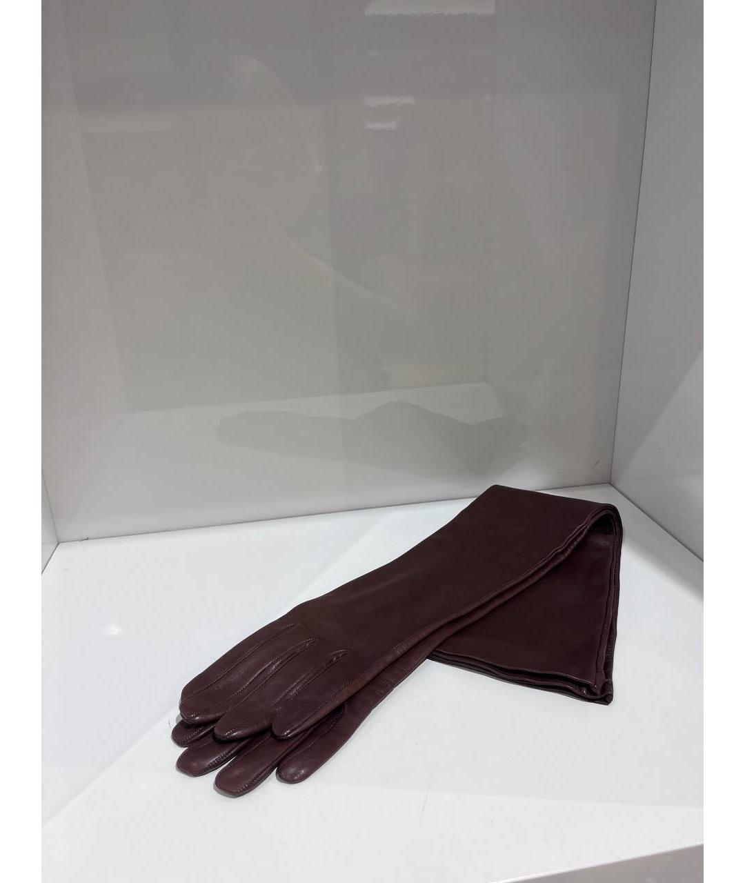 ETRO Бордовые кожаные перчатки, фото 2