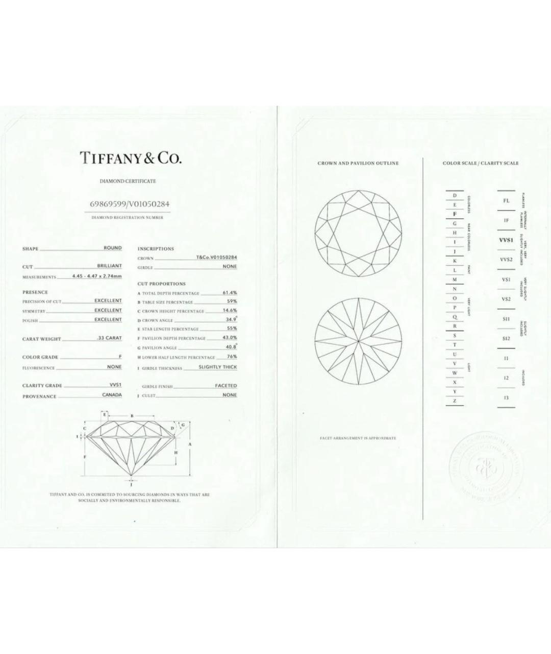 TIFFANY&CO Белое платиновое кольцо, фото 4