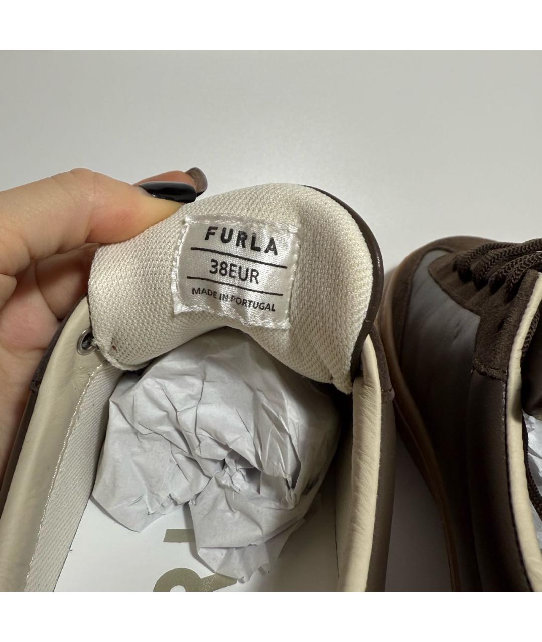 FURLA Коричневые замшевые кеды, фото 5