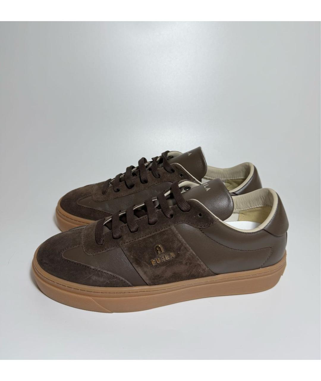 FURLA Коричневые замшевые кеды, фото 3