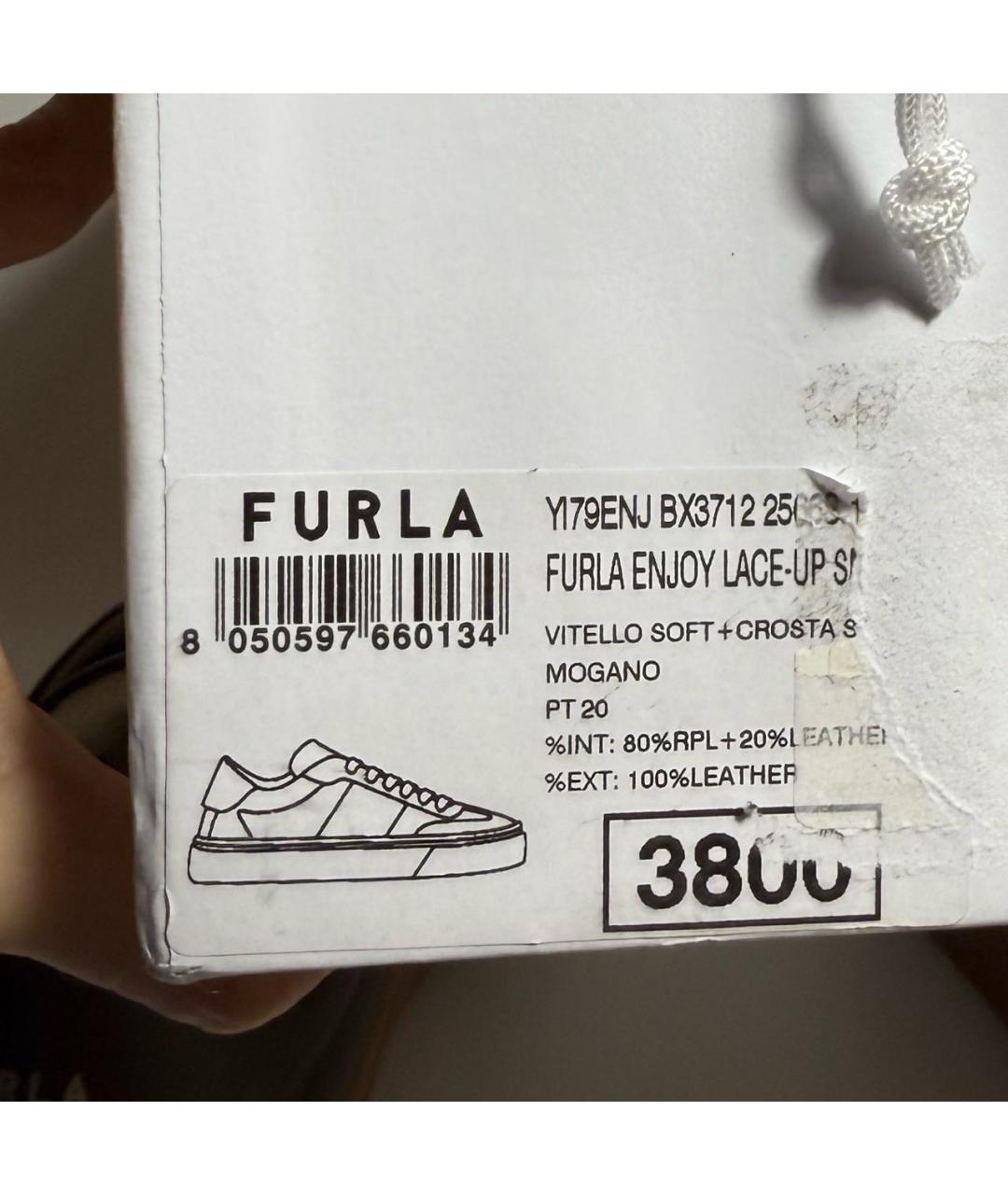 FURLA Коричневые замшевые кеды, фото 7