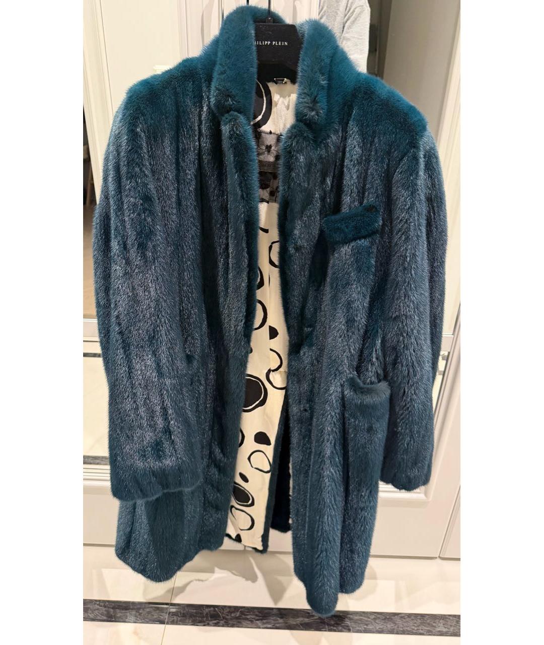 SIMONETTA RAVIZZA Бирюзовая меховая шуба, фото 5