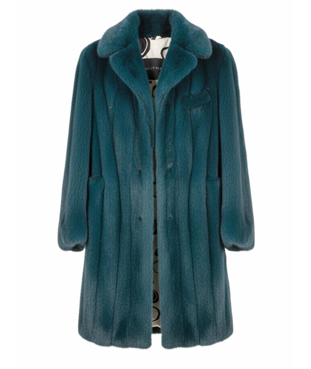 SIMONETTA RAVIZZA Бирюзовая меховая шуба, фото 1