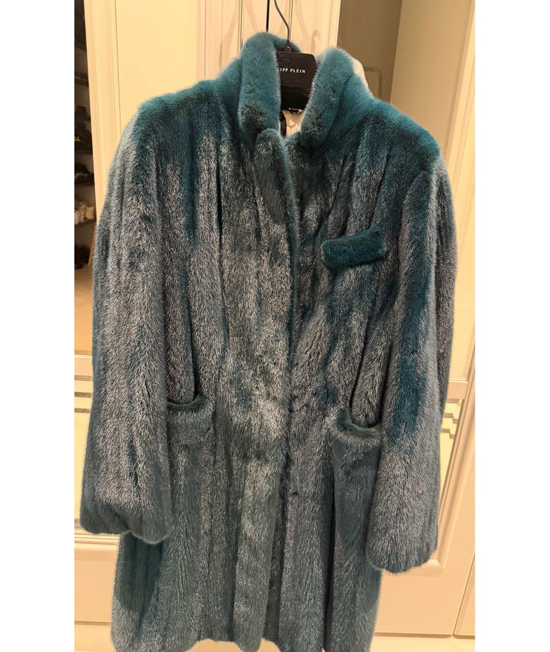 SIMONETTA RAVIZZA Бирюзовая меховая шуба, фото 2