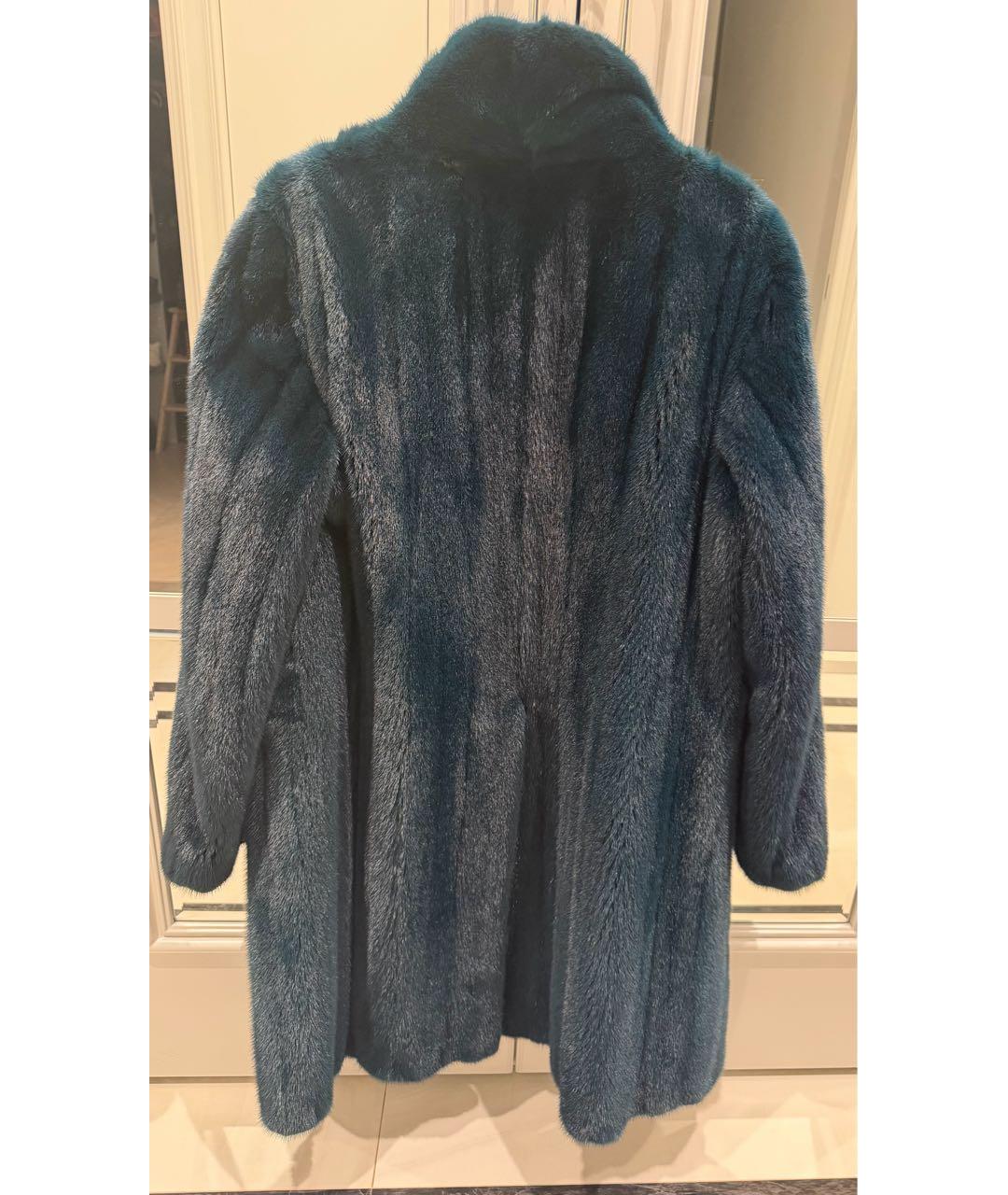 SIMONETTA RAVIZZA Бирюзовая меховая шуба, фото 3