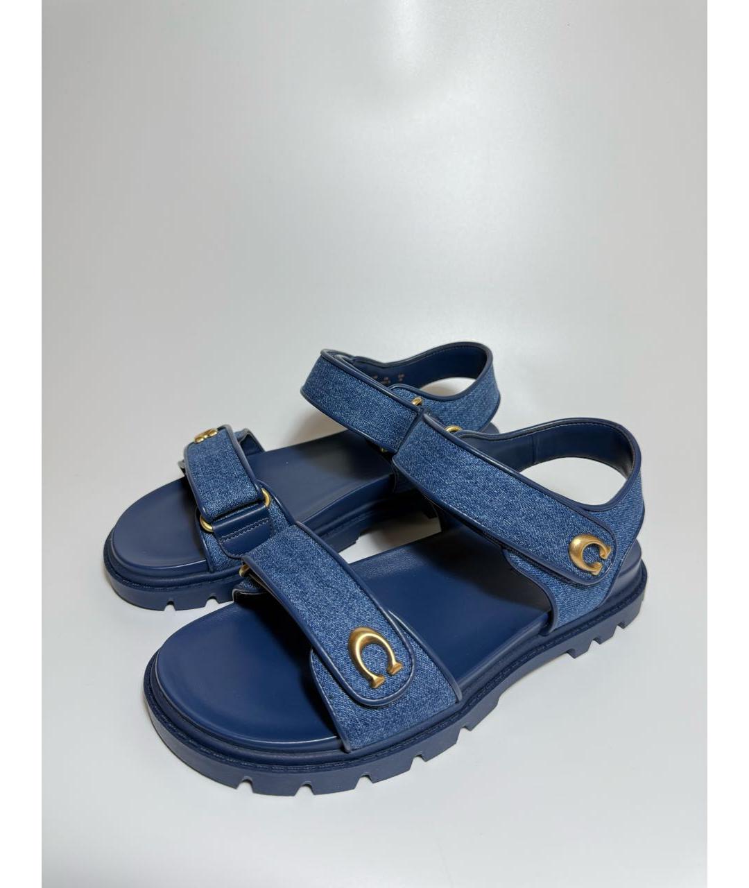 COACH Синие текстильные сандалии, фото 2