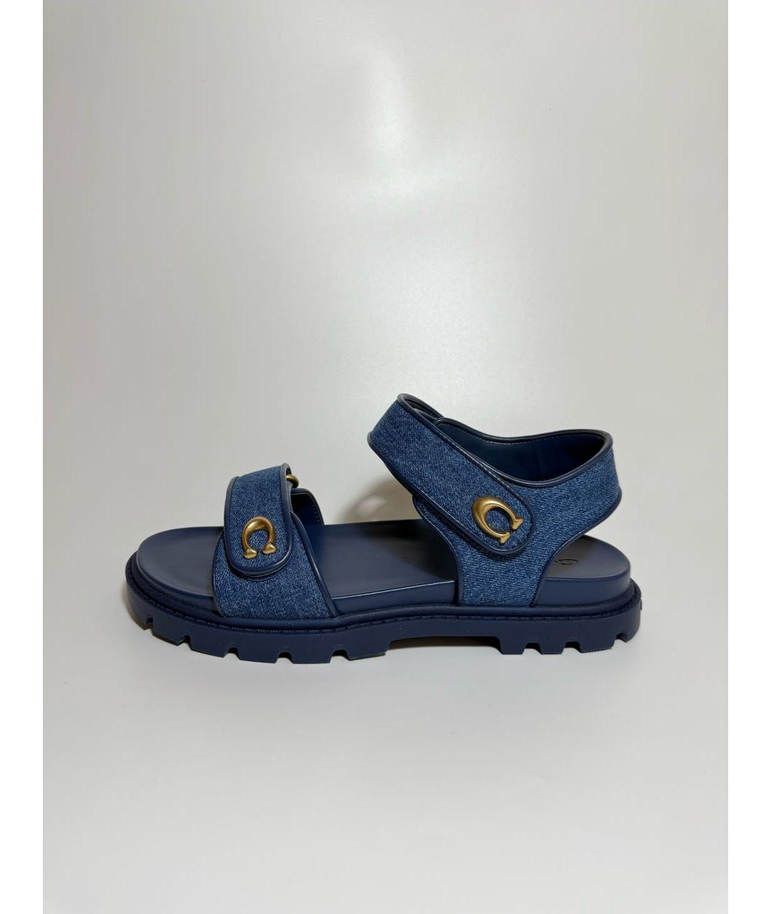 COACH Синие текстильные сандалии, фото 8
