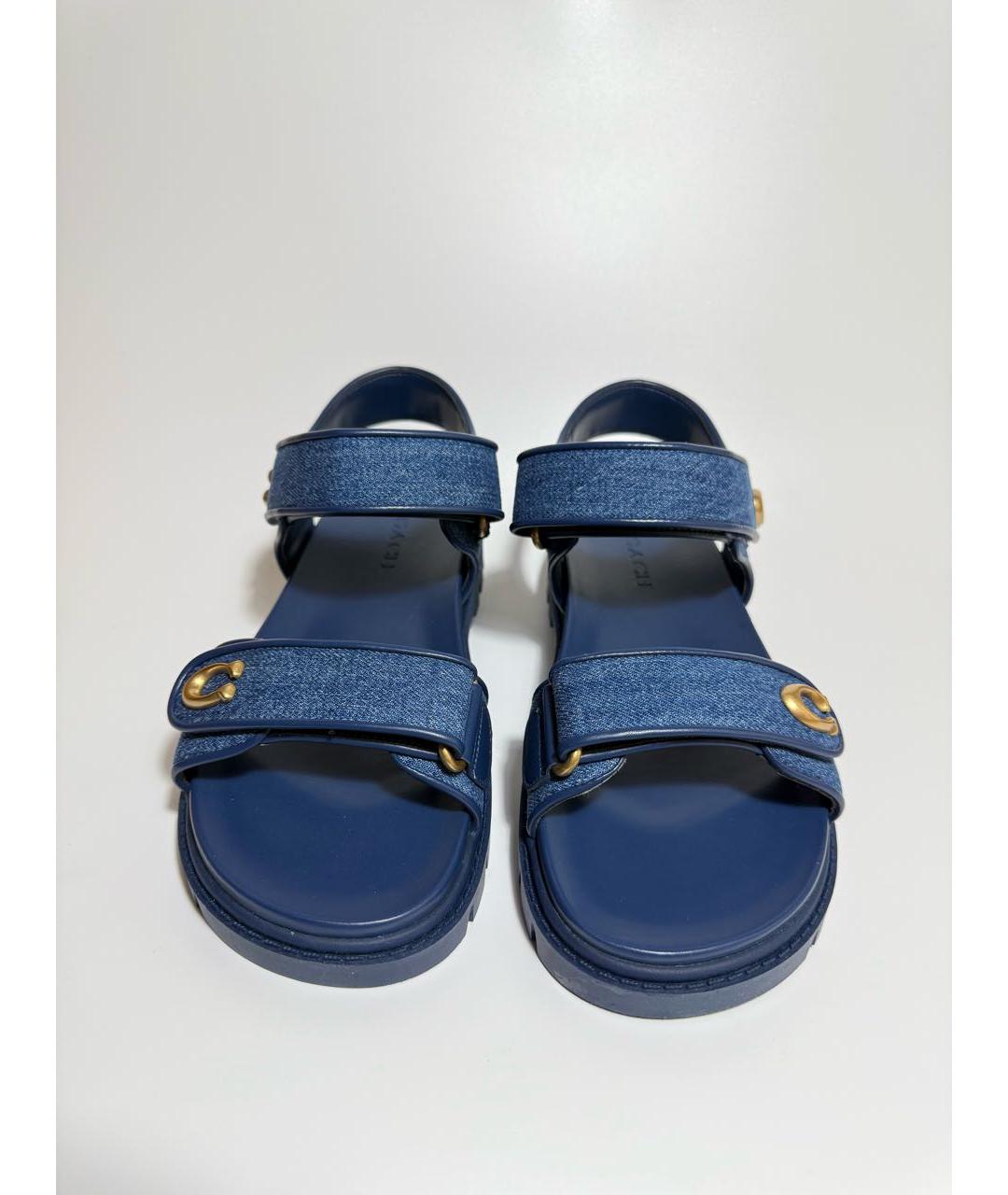 COACH Синие текстильные сандалии, фото 3
