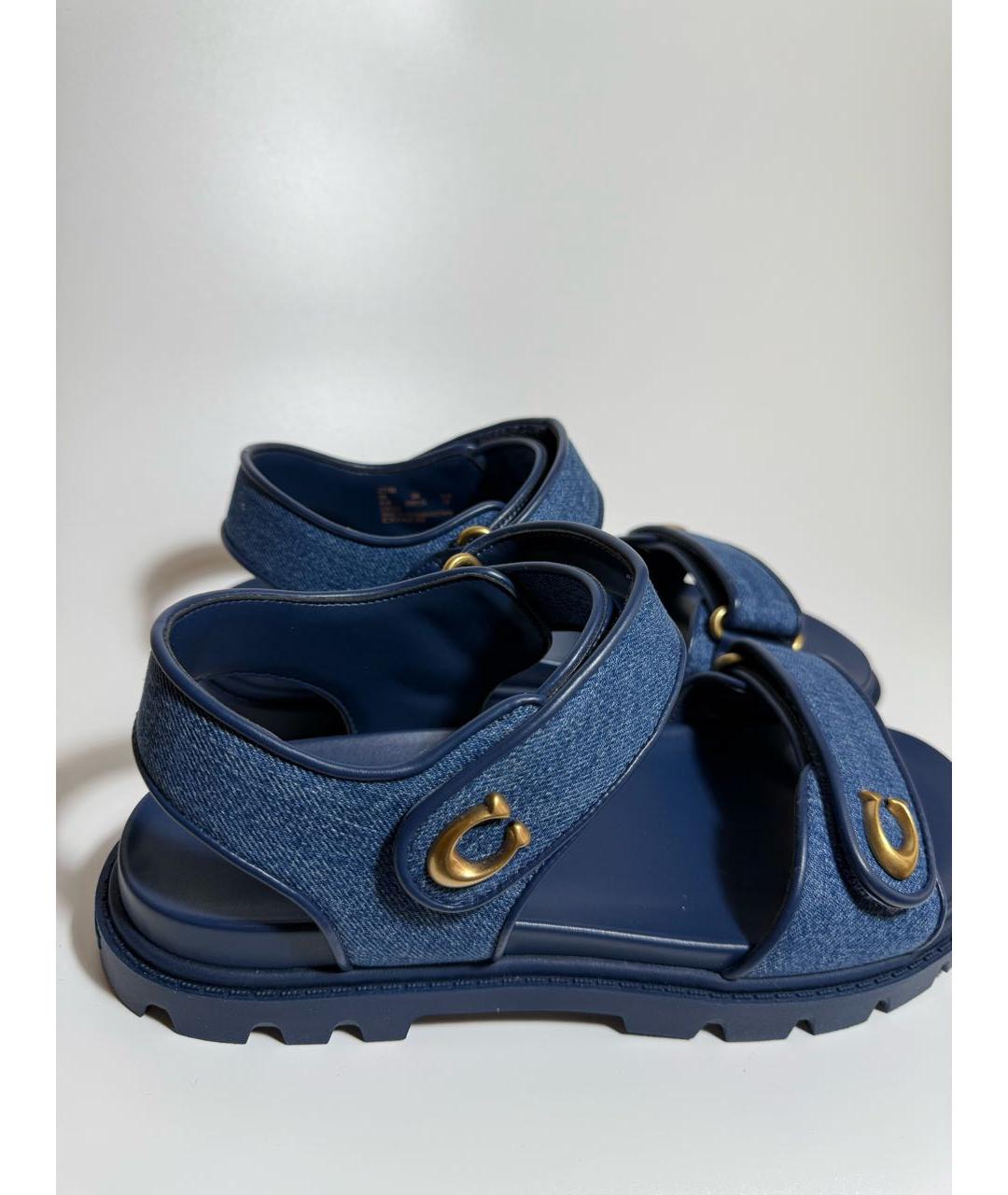 COACH Синие текстильные сандалии, фото 4