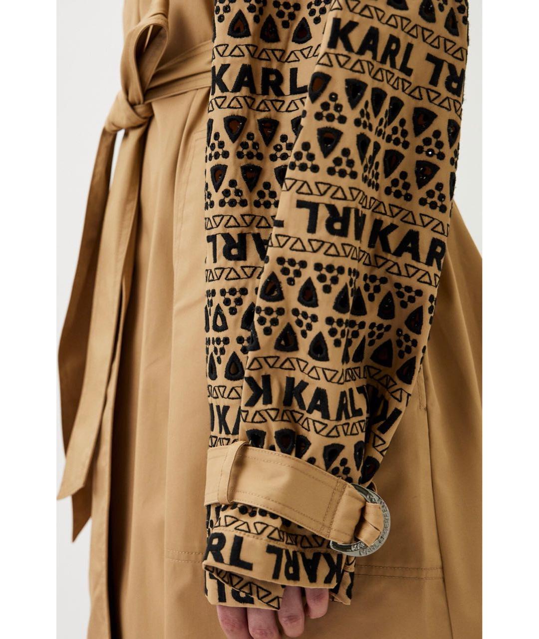 KARL LAGERFELD Бежевый хлопковый тренч/плащ, фото 5