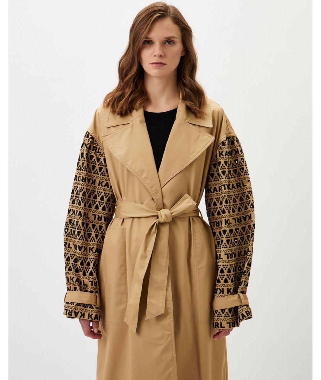 KARL LAGERFELD Бежевый хлопковый тренч/плащ, фото 8