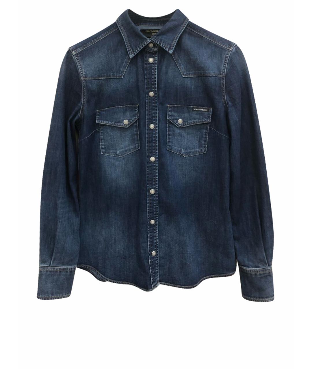 DOLCE&GABBANA Темно-синяя деним рубашка, фото 1